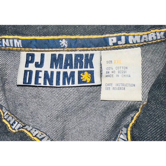 PJ Mark Button-Up Jacket 2XL Black Denim Multiple Pockets - Picture 3 of 3